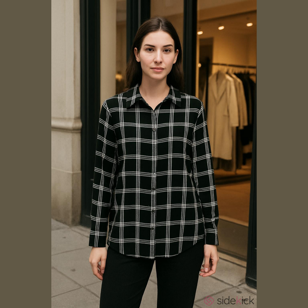 Faded Glory 2X Black & White Blouse
